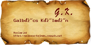 Galbács Kálmán névjegykártya